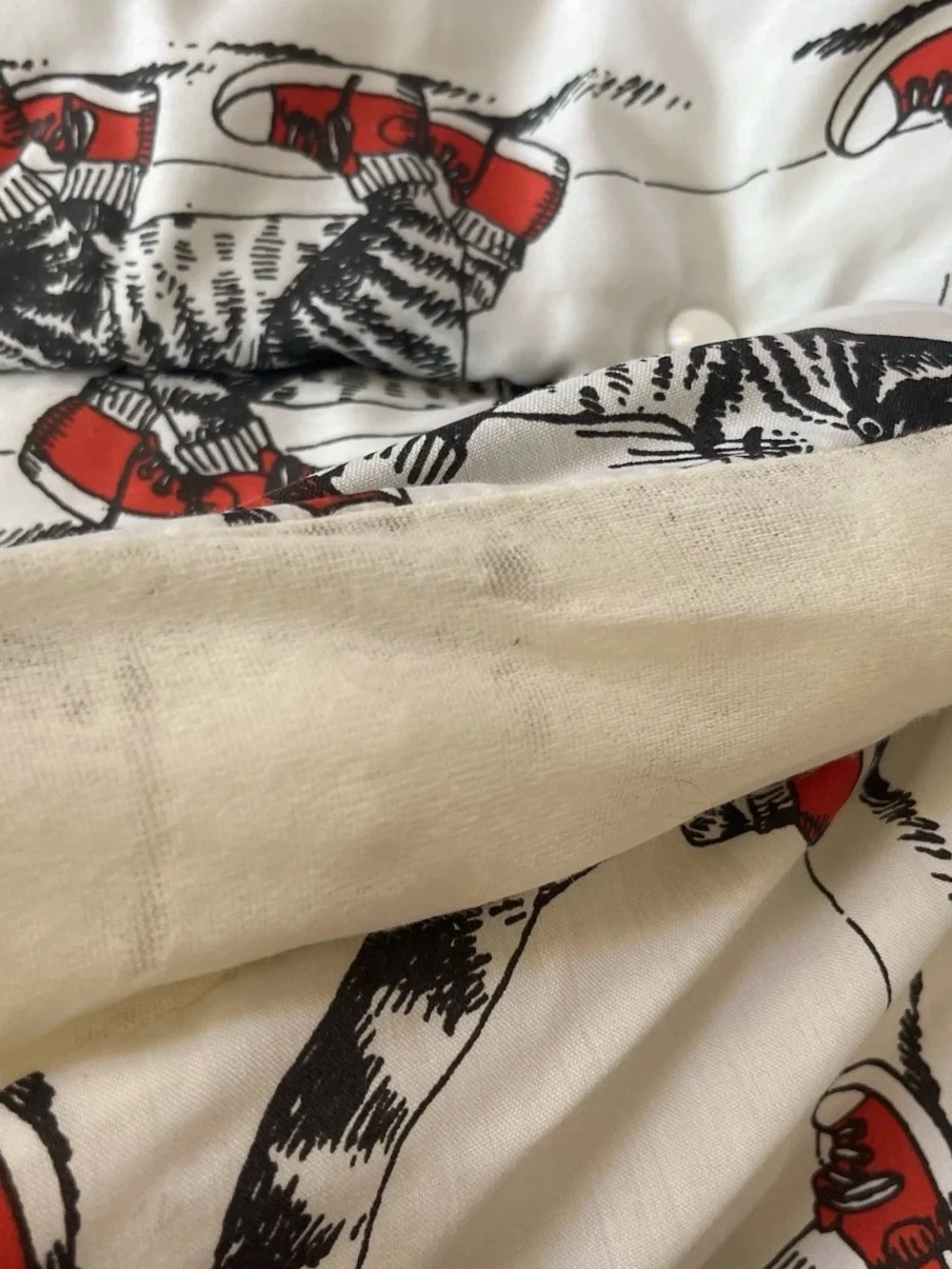 Vintage 1980s B. Kliban Sleeping Bag Burlington Cat Red Sneakers Quilted Kids